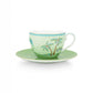 Set of 2 Cups and Saucers 280 ML Jolie Gold Dots Green