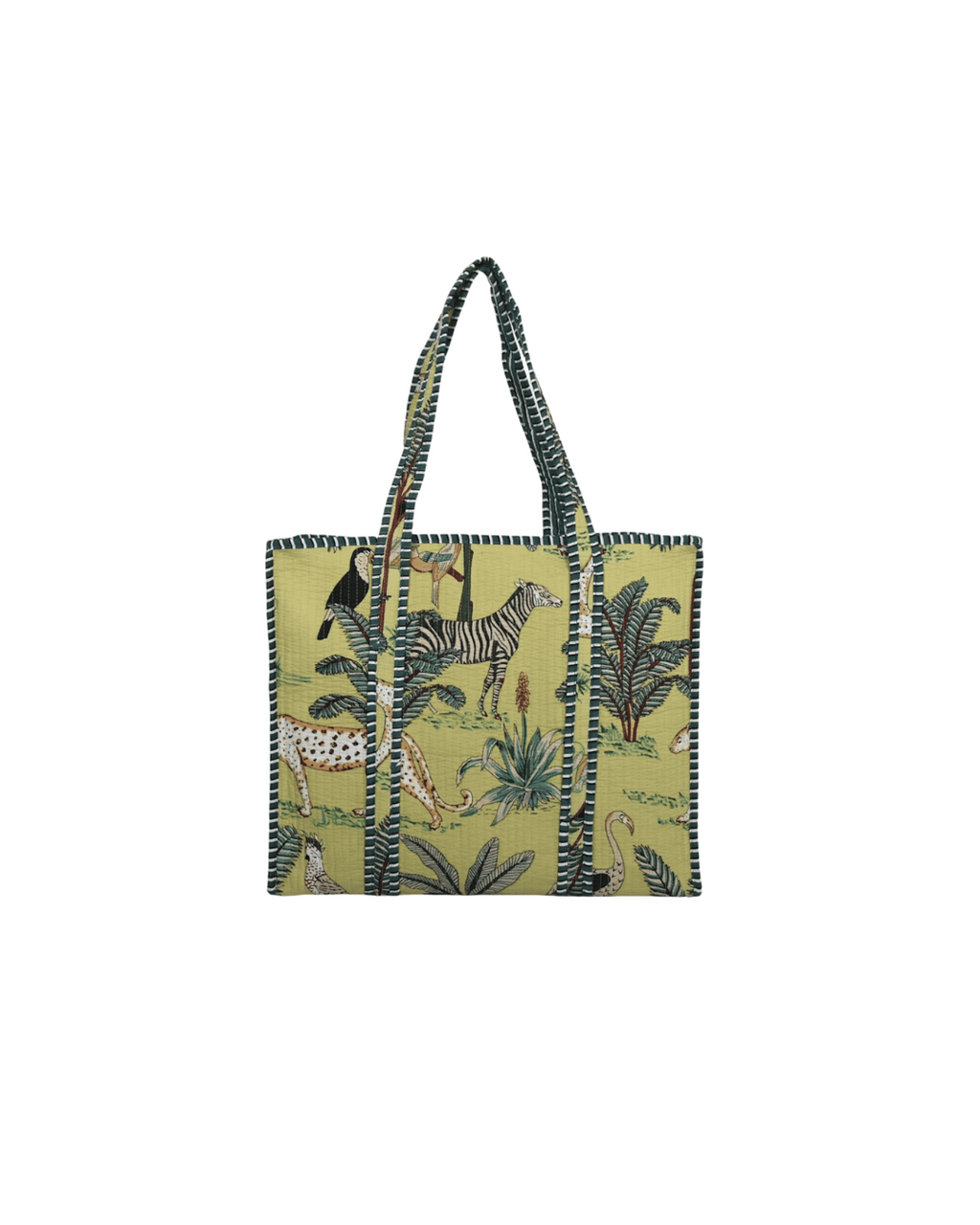 Jungle Block Print Cotton Tote Bag