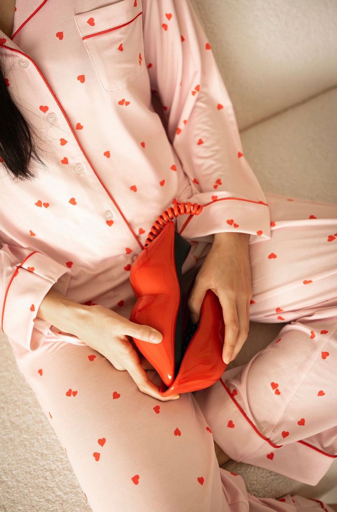 SIGNATURE LONG PYJAMAS SET IN HEARTS