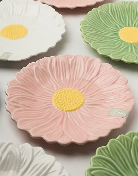 Daisy Pink Dessert Plate
