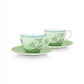 Set of 2 Cups and Saucers 280 ML Jolie Gold Dots Green