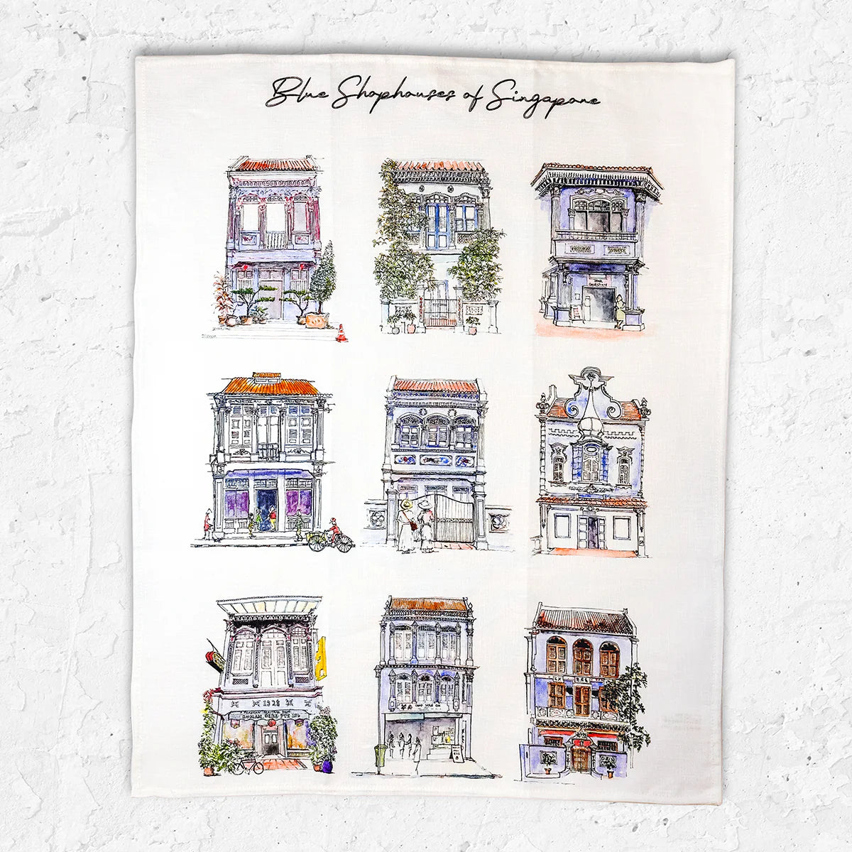 Linen Tea Towel (Blue Shophouse)