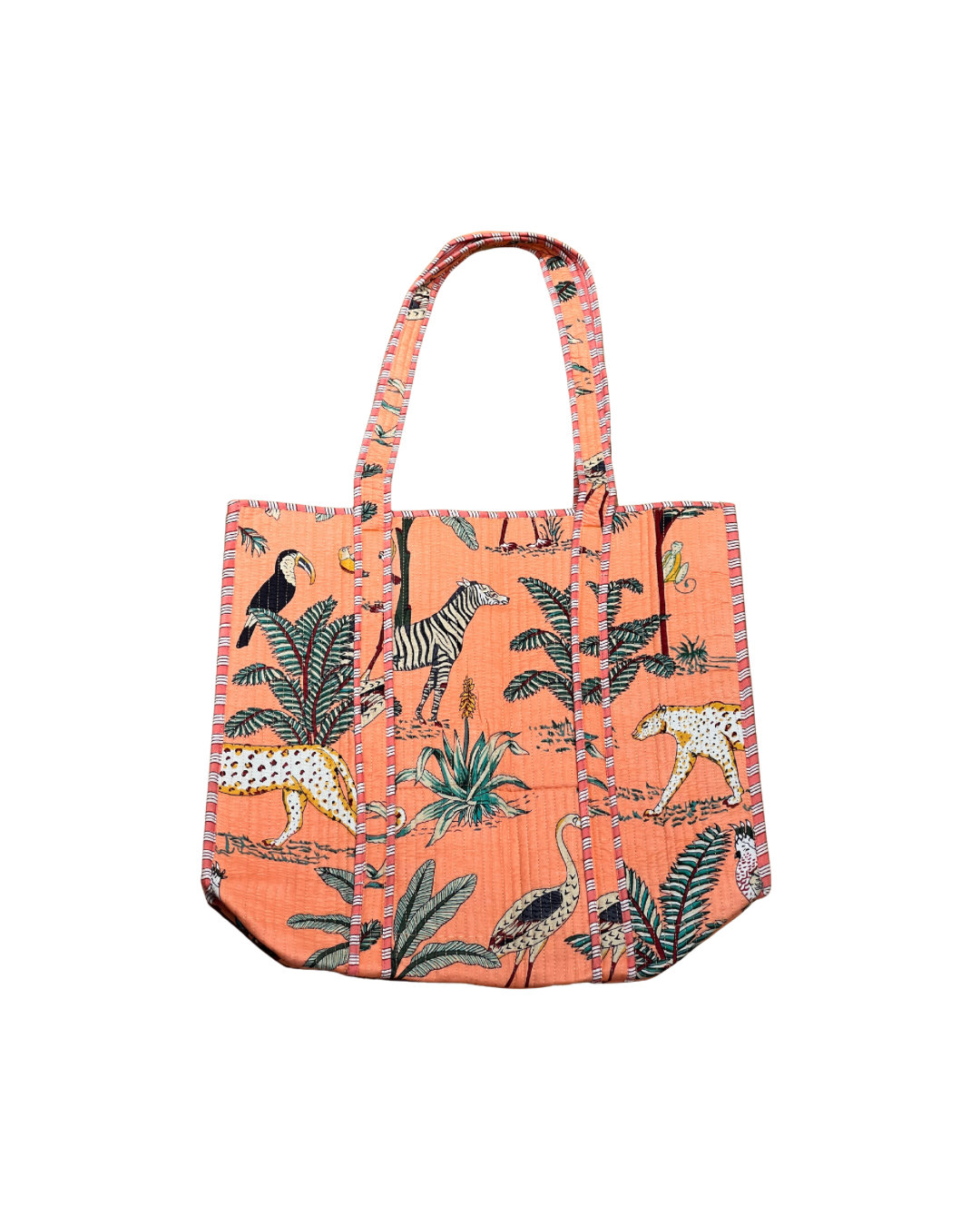 Jungle Block Print Cotton Tote Bag