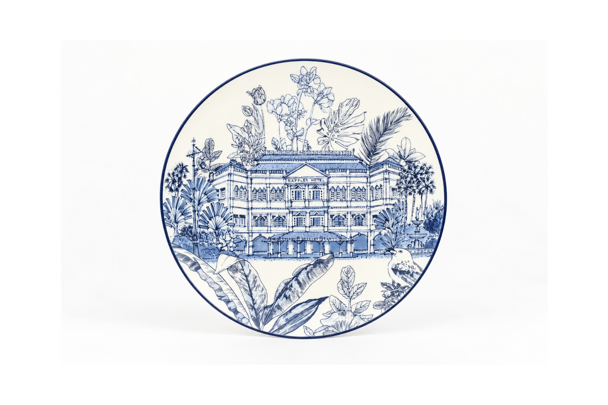 Singapore Themed Dinner Plates - Raffles Hotel