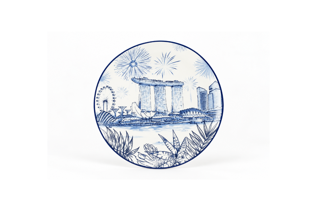 Singapore Themed Round Plates - Marina Bay Sands