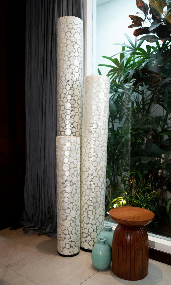 Decorative Floor Lamp White Coin Cylinder