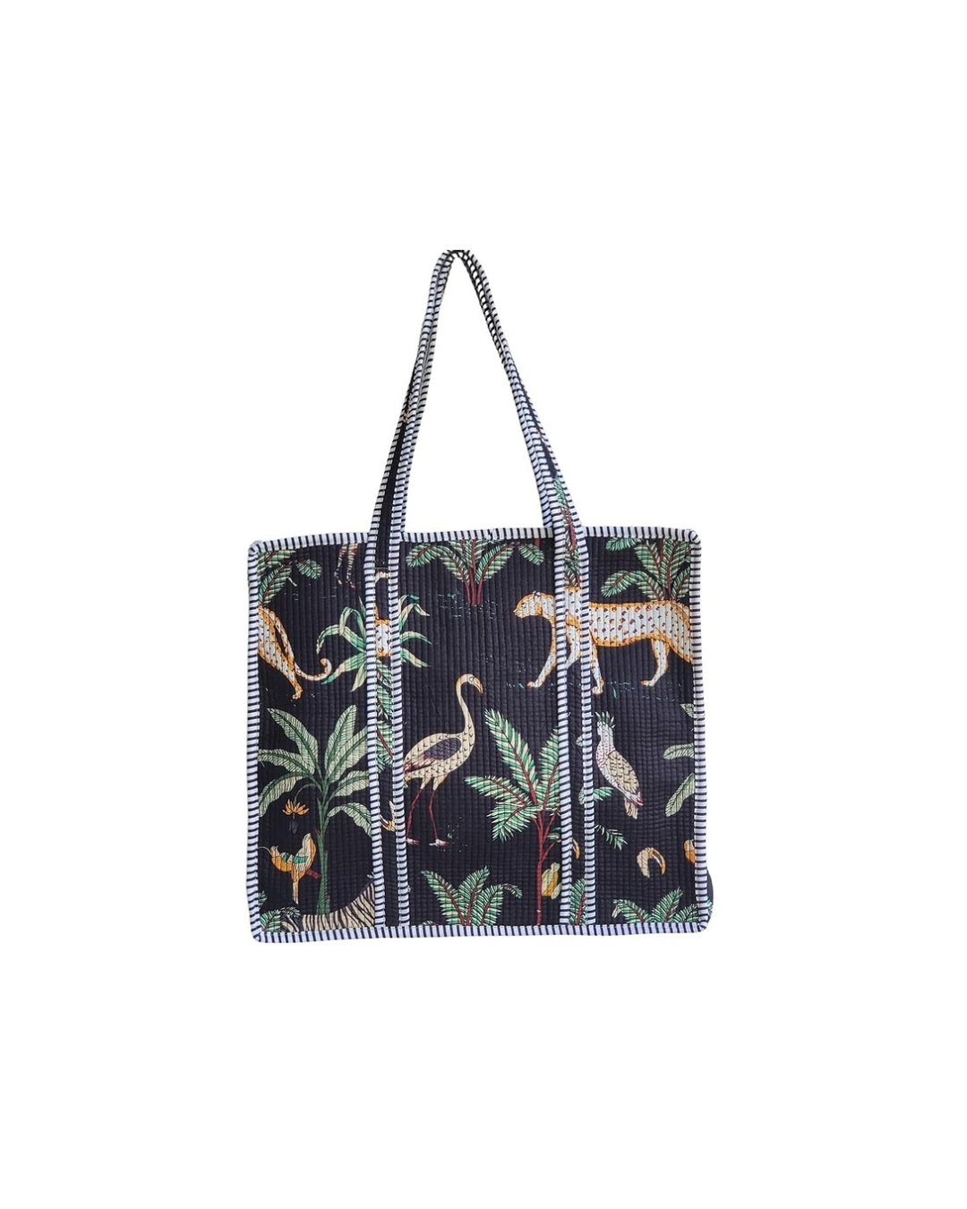 Jungle Block Print Cotton Tote Bag