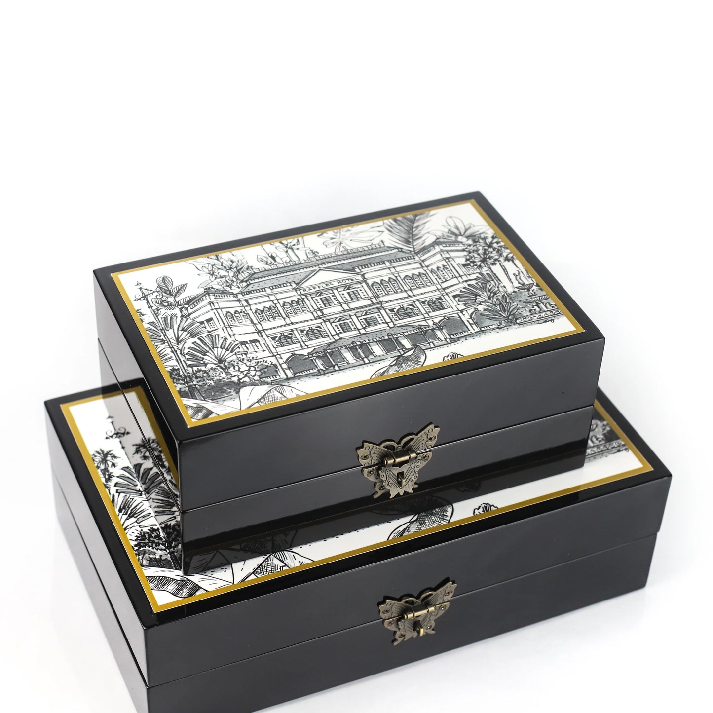 Black Lacquer Memory Box - B&W Raffles Hotel