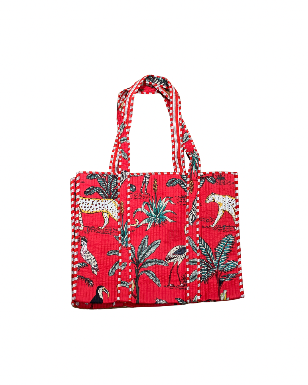 Jungle Block Print Cotton Tote Bag