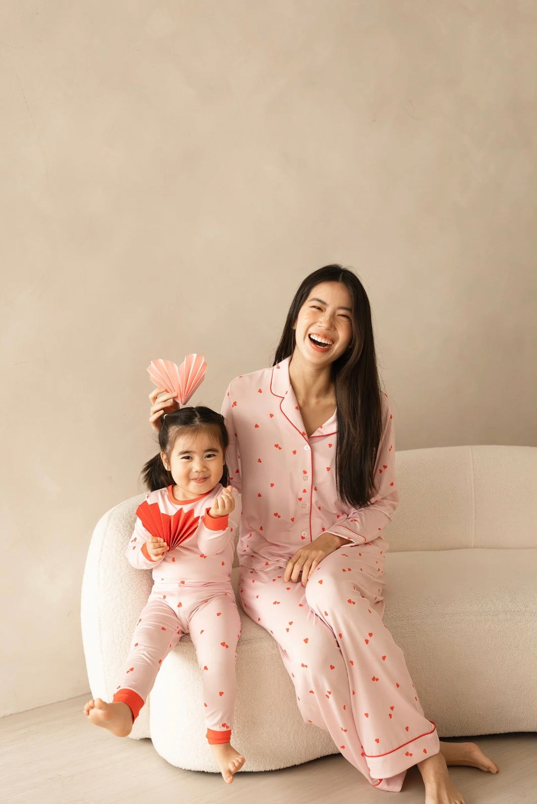 SIGNATURE LONG PYJAMAS SET IN HEARTS
