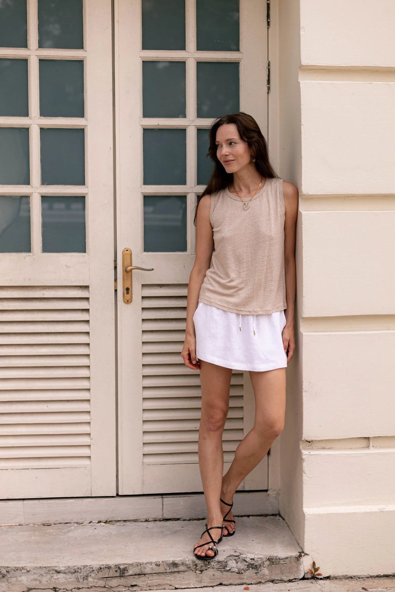 Classic Linen Skirt in White
