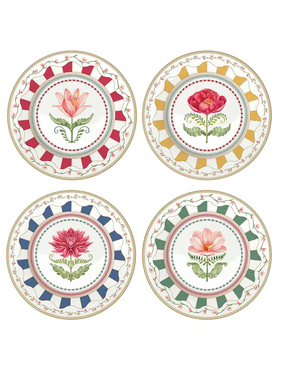 Set of 4 Dessert Plates 19 cm Flowery
