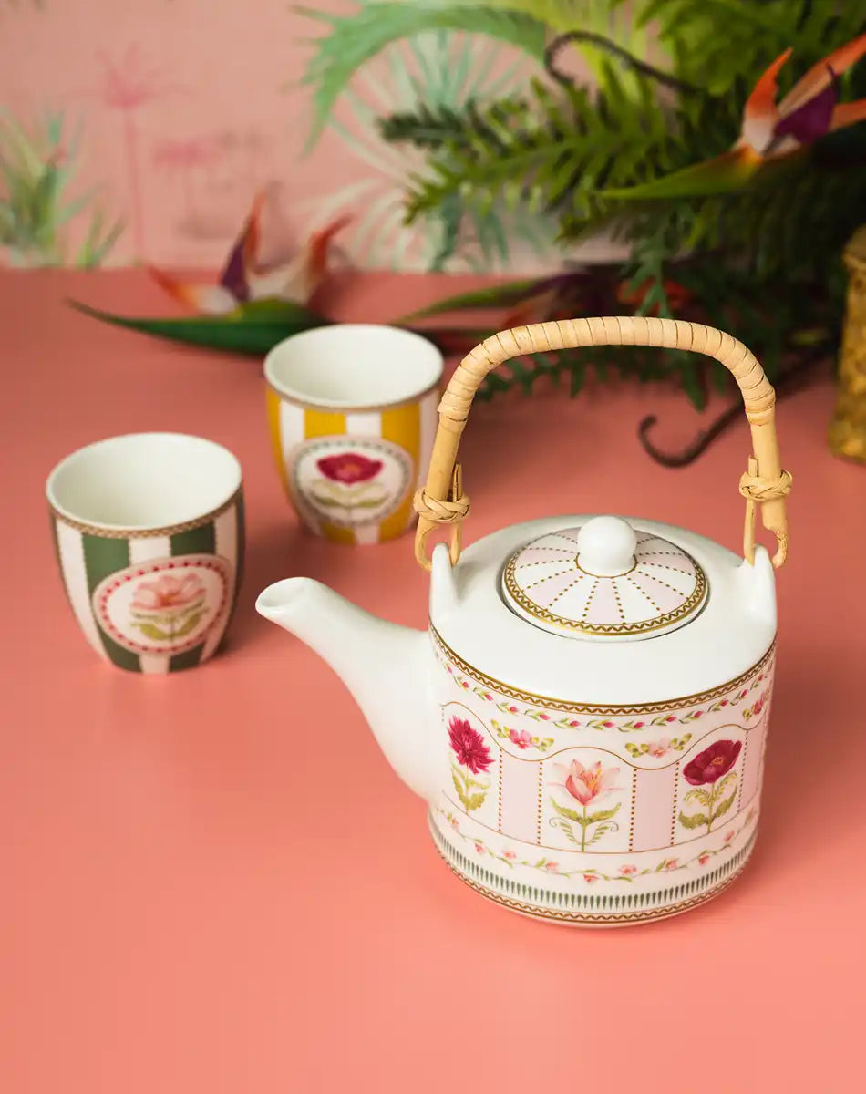 Teapot 600 ml and 2 Cups 160 ml Flowery