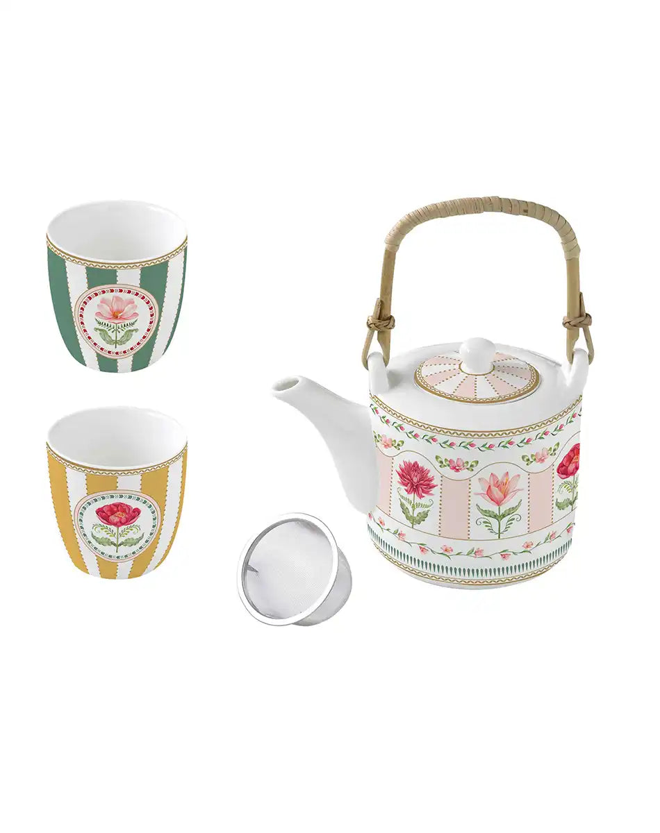 Teapot 600 ml and 2 Cups 160 ml Flowery