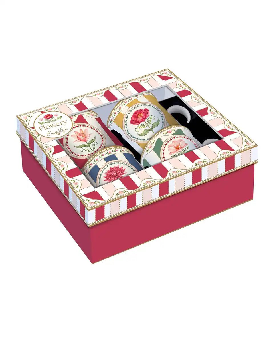 Set of 4 Mugs 300 ml Flowery