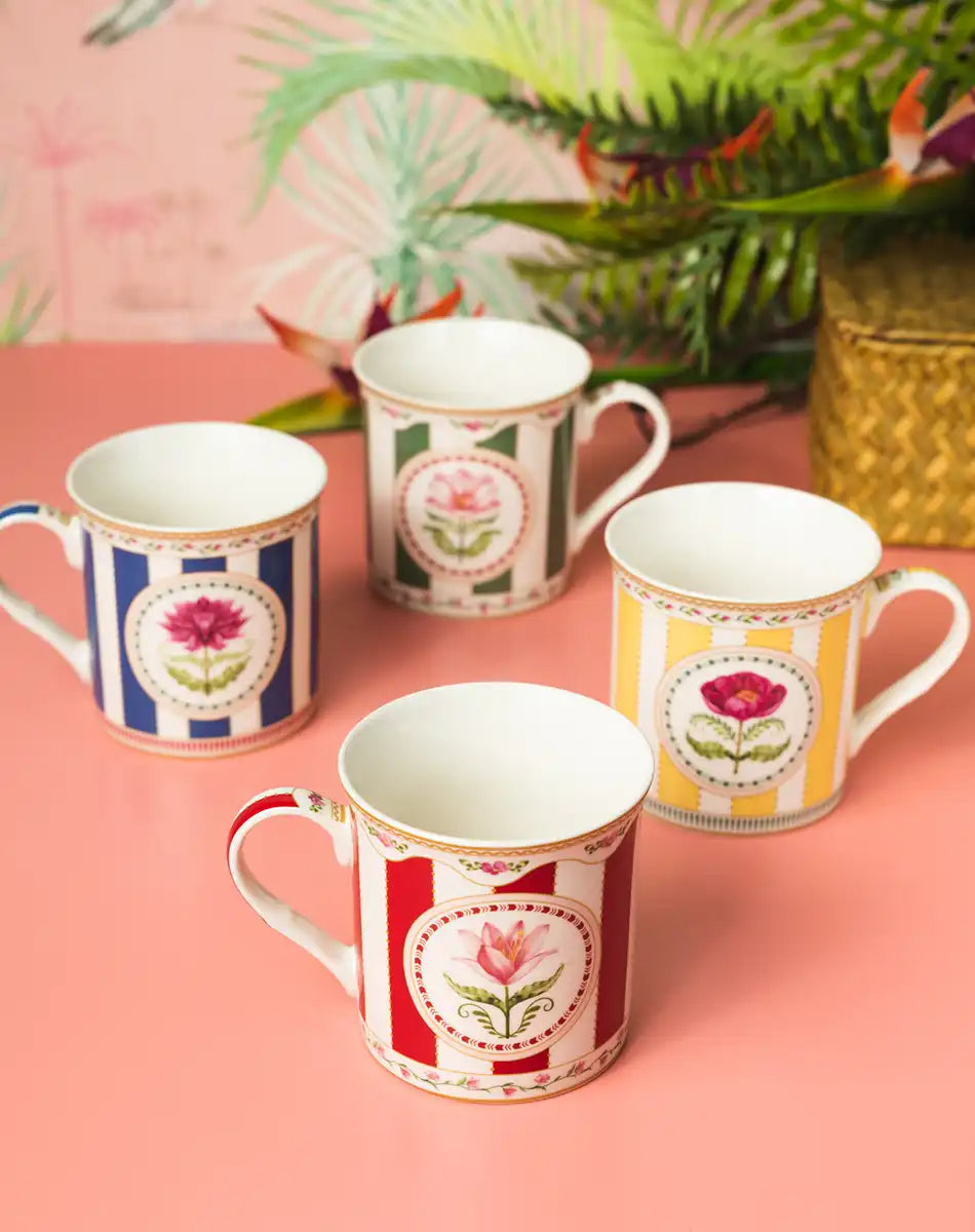 Set of 4 Mugs 300 ml Flowery