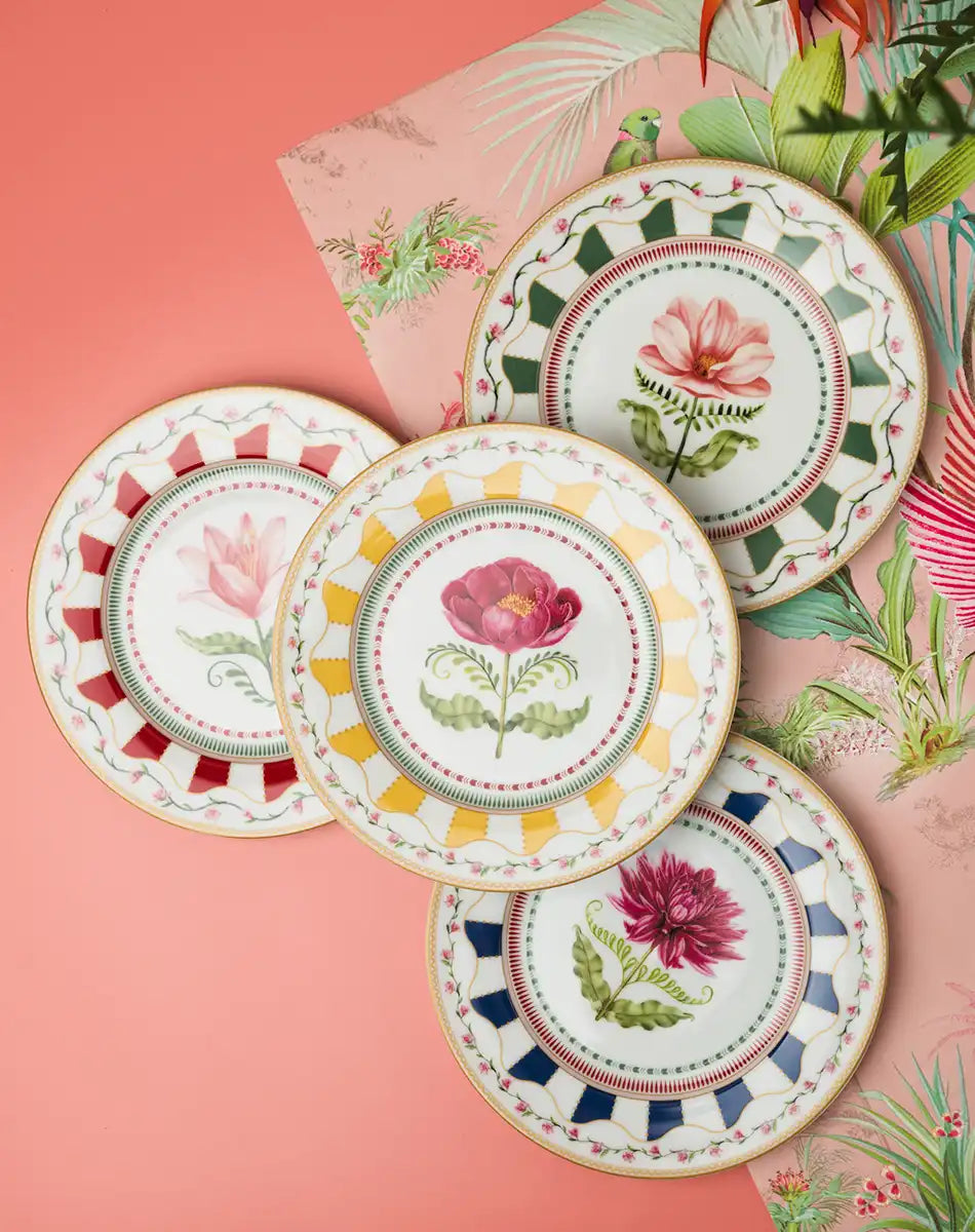 Set of 4 Dessert Plates 19 cm Flowery