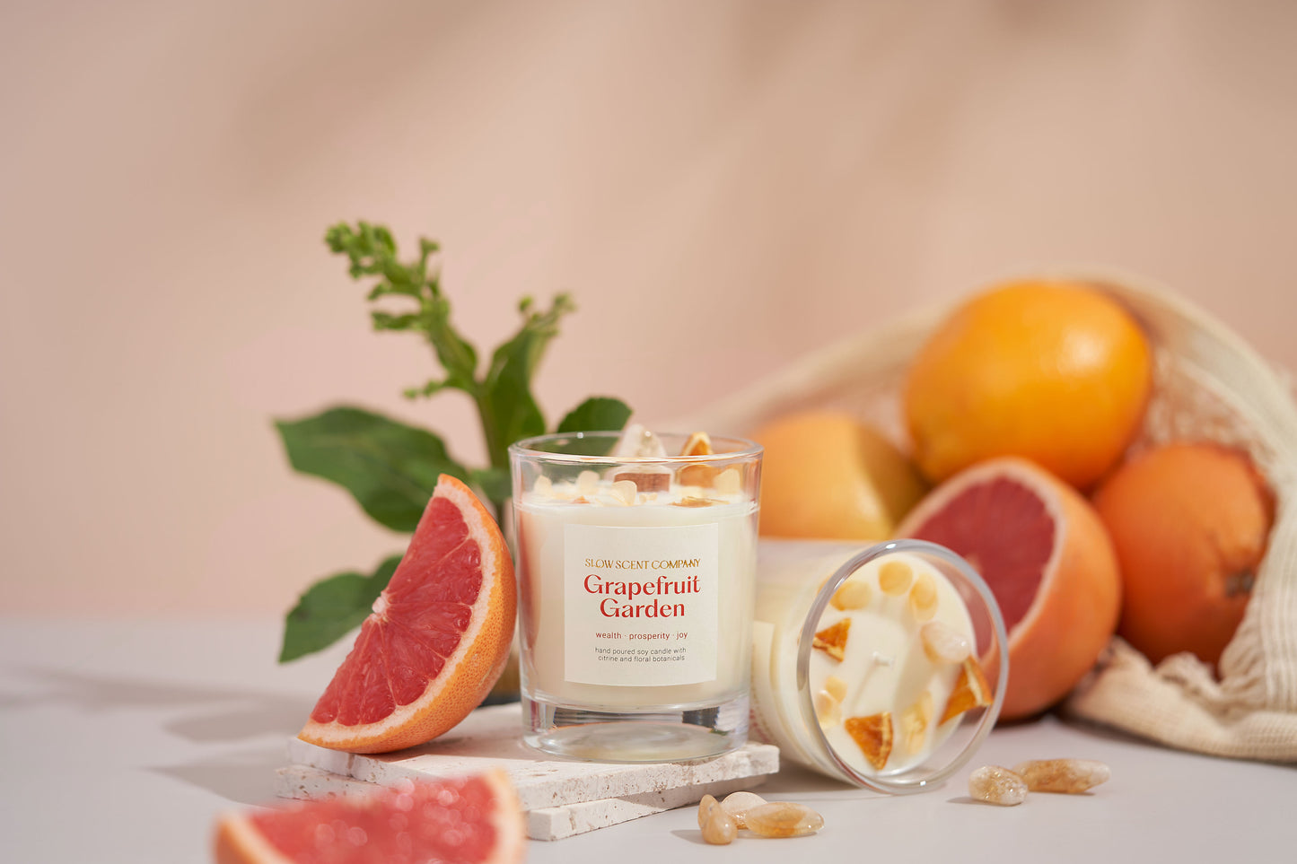 Grapefruit Garden Crystal Candle