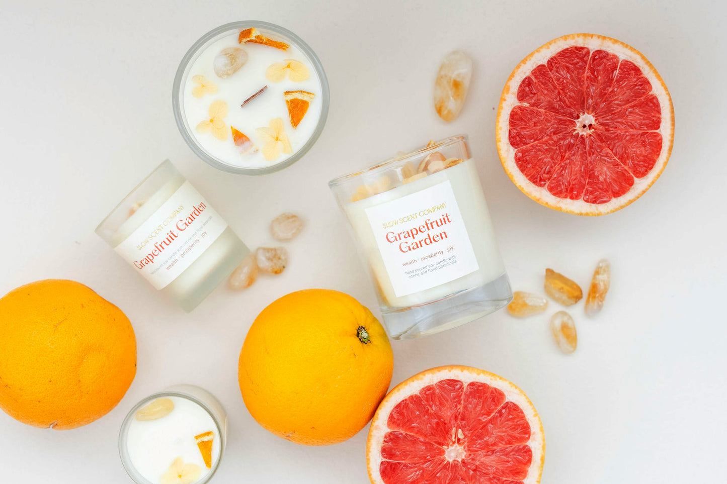 Grapefruit Garden Crystal Candle