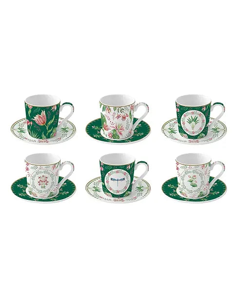 Set of Six Coffee Cups and Saucers 100 ml