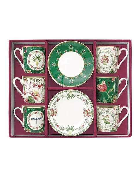 Set of Six Coffee Cups and Saucers 100 ml