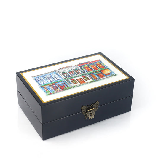 Blue Lacquer Jewellery Box - Emerald Hill