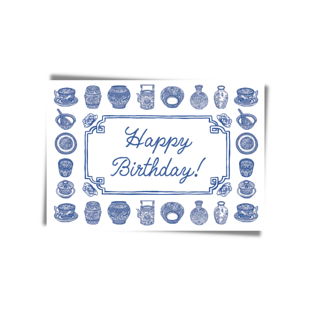 GREETING CARD: HAPPY BIRTHDAY BLUE CHINA