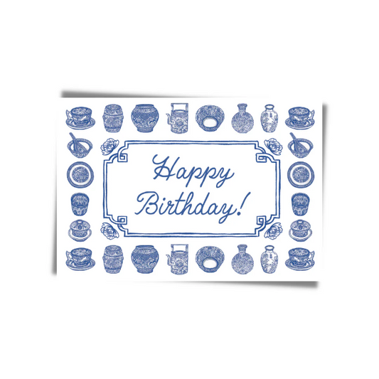 GREETING CARD: HAPPY BIRTHDAY BLUE CHINA