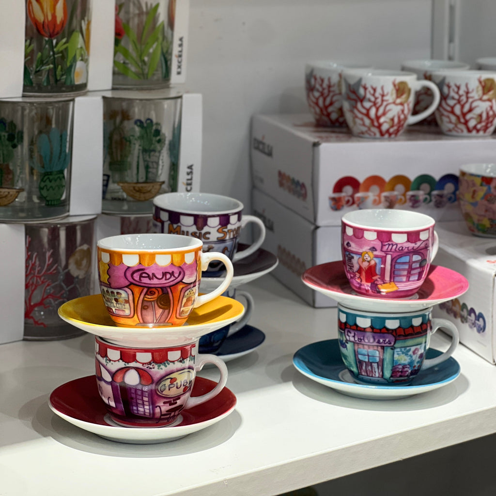 Shops Set of 6 Coffee Cups with Saucer