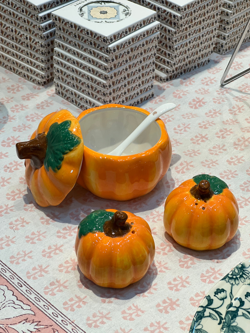 Pumpkin Sugar Bowl with Spoon