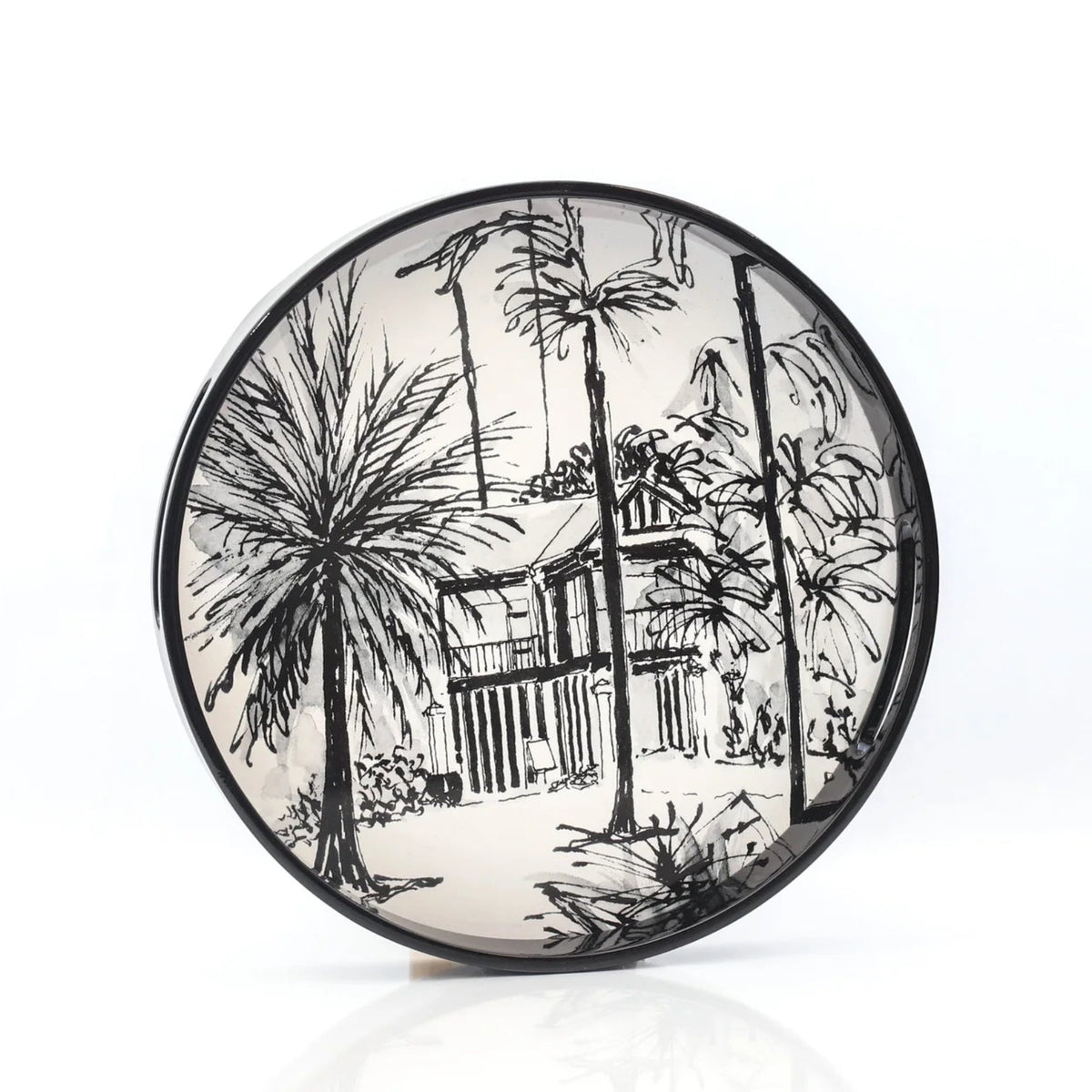 Singapore Themed Lacquer Round Tray- Corner House