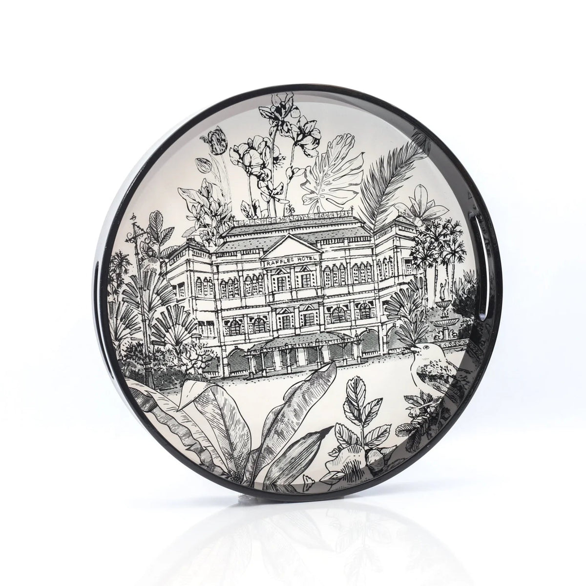 Singapore Themed Lacquer Round Tray - Raffles Hotel
