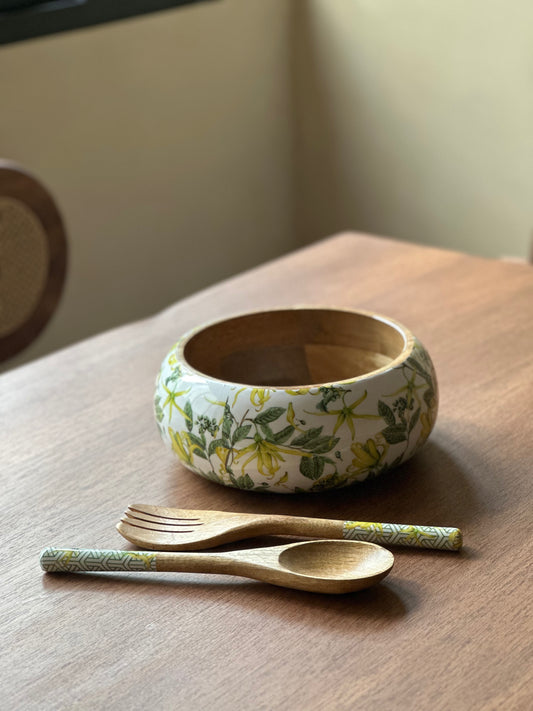 Salad Bowl With Servers Set - Borneo Botanicals