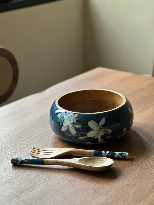 Salad Bowl With Servers Set - Ceylon Dusk