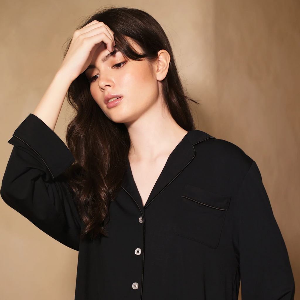 Signature Long Pyjamas Set in Noir