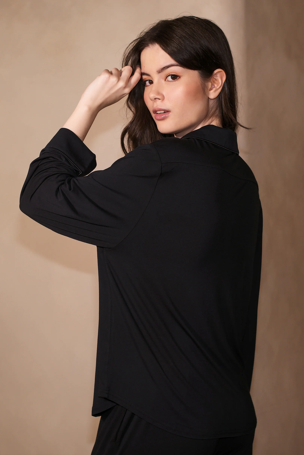 Signature Long Pyjamas Set in Noir