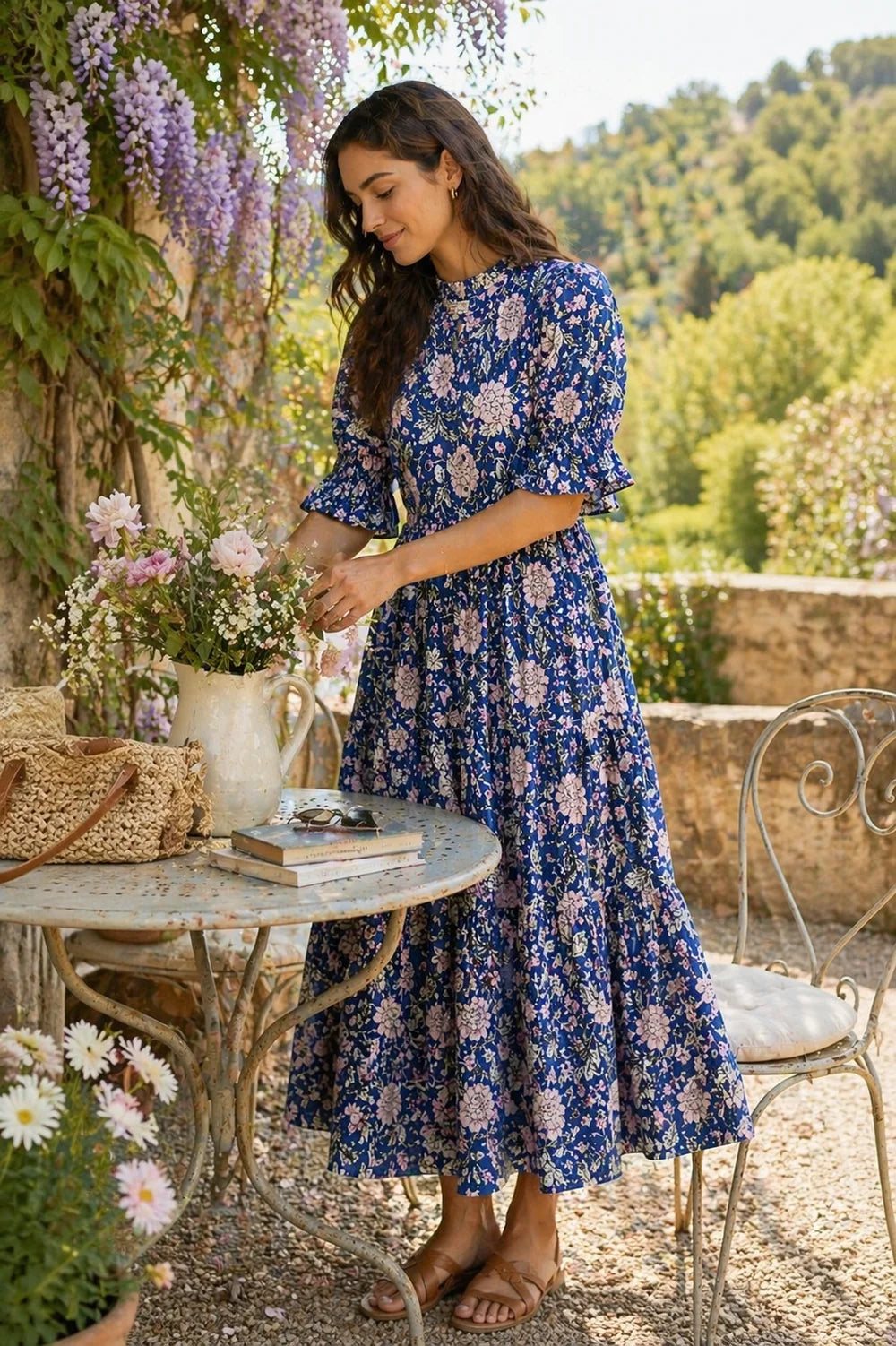 Midnight Wisteria Regency Dress