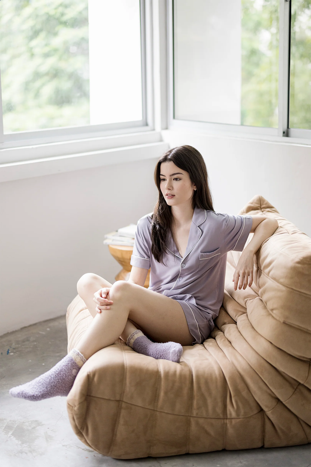Signature Pyjamas Set in Lilac Grey