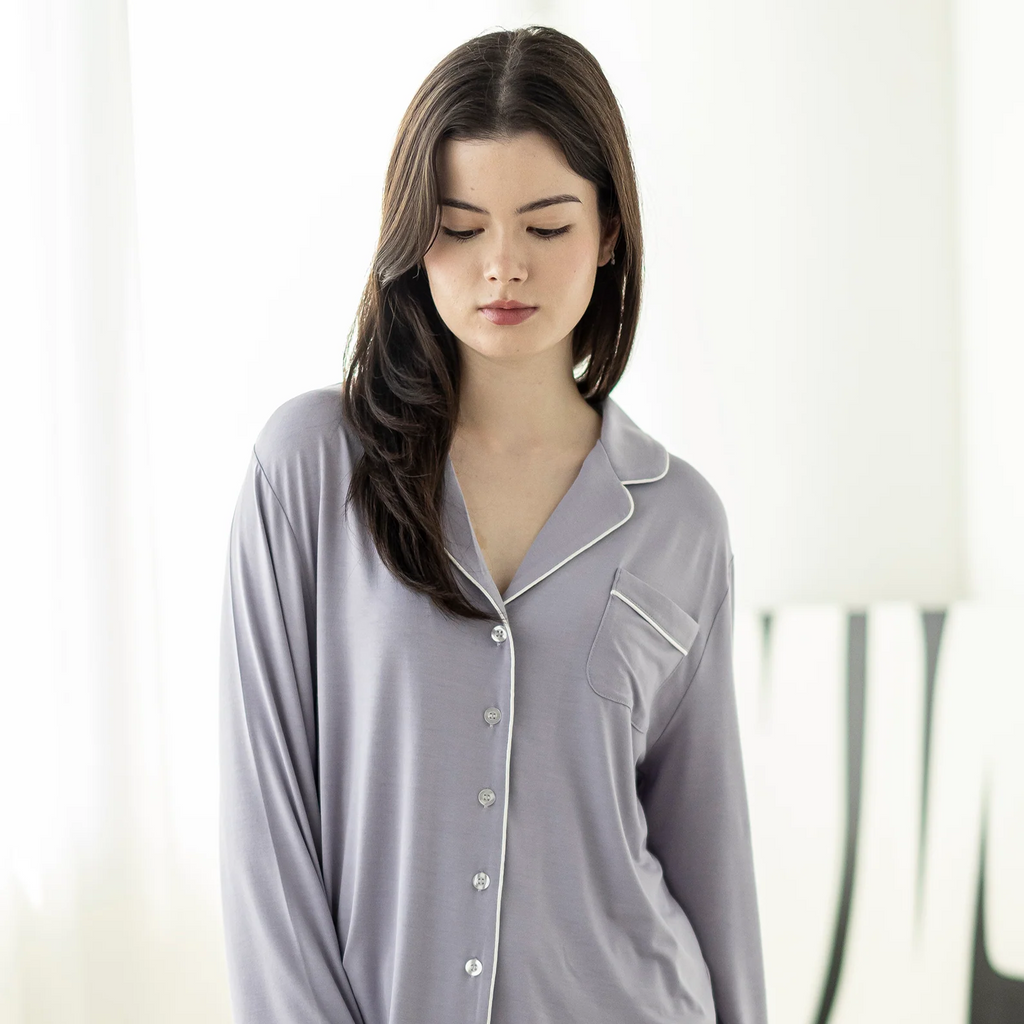 Signature Long Pyjamas Set in Lilac Grey