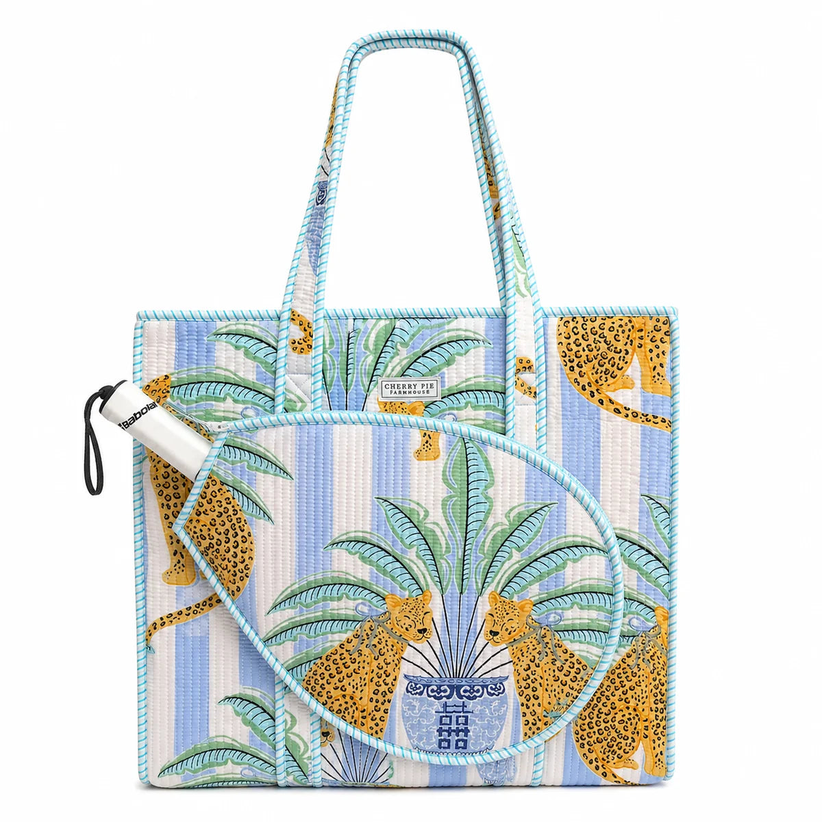 Palm Court Quilted Racket Tote Bag