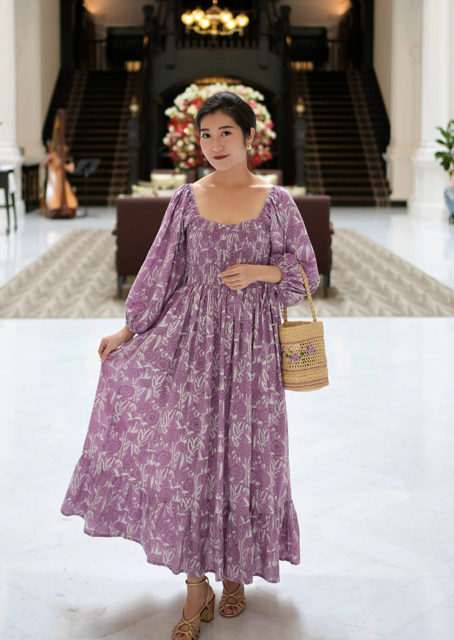 Renee Puff Sleeve - Lilac Floral