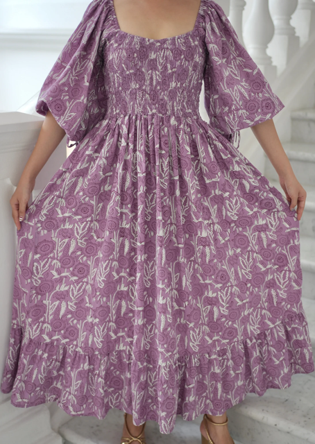 Renee Puff Sleeve - Lilac Floral