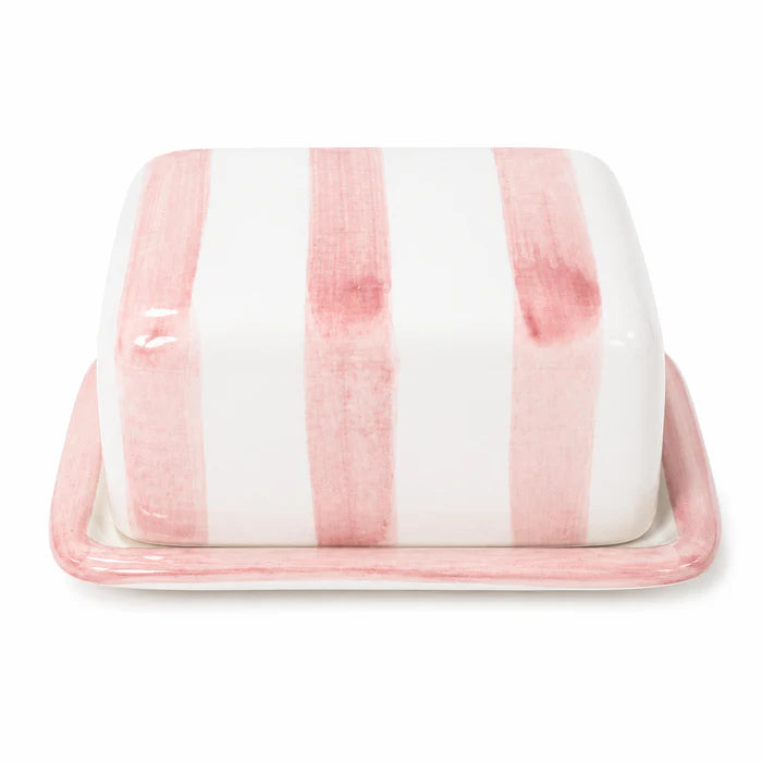 Pink Stripes Petit Butter Dish