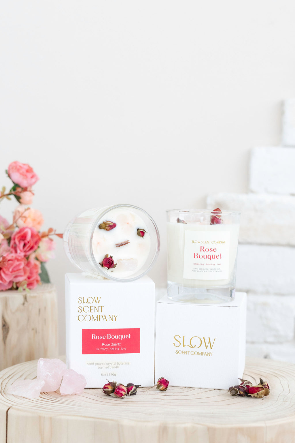 Rose Bouquet Crystal Candle