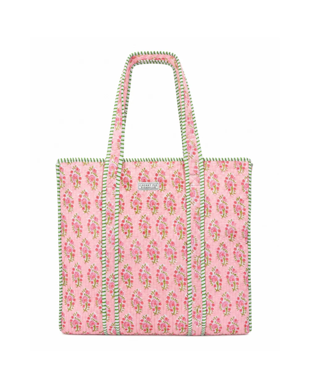 Rose Garden Quilted Cotton Tote Bag