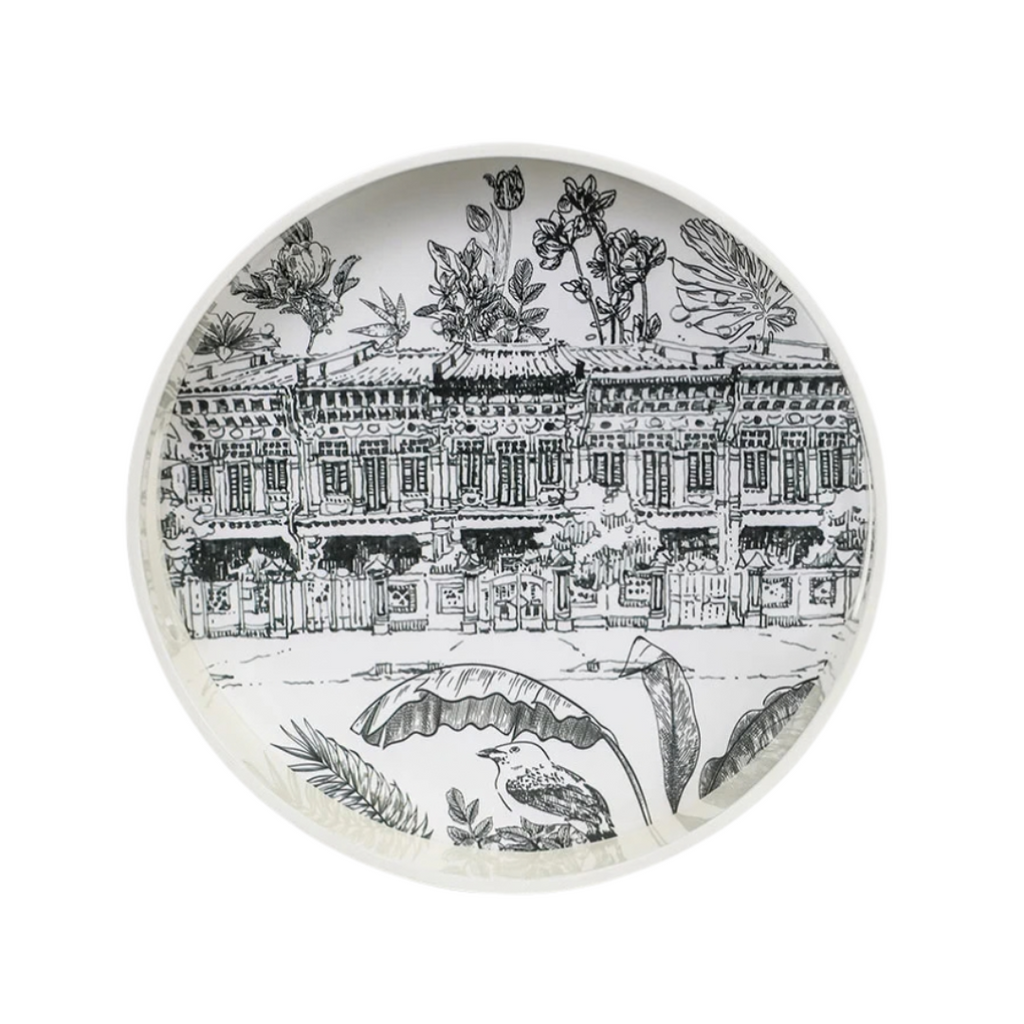 Singapore Themed Lacquer Round Tray- Koon Seng