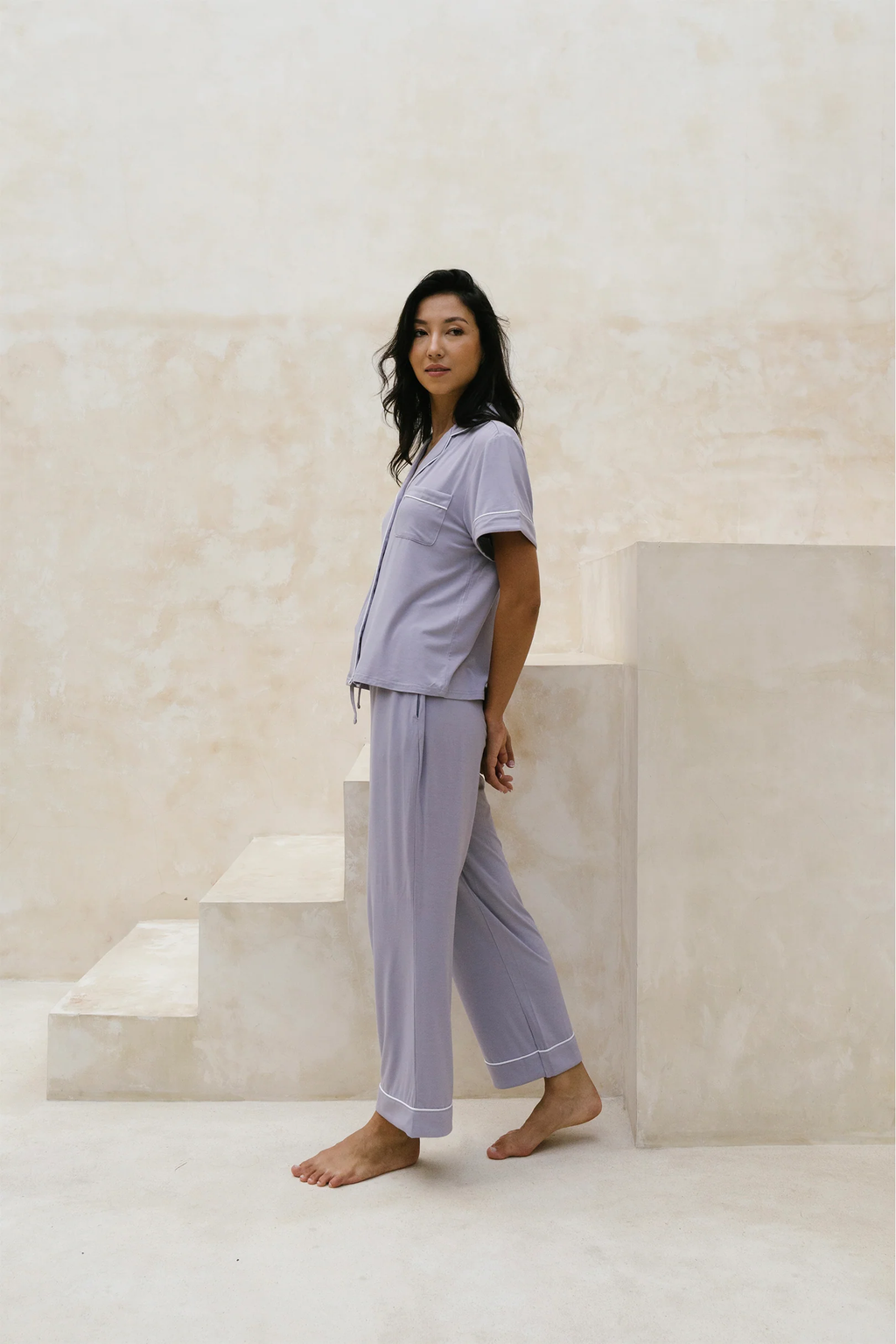 Signature Pants Set in Lilac Grey