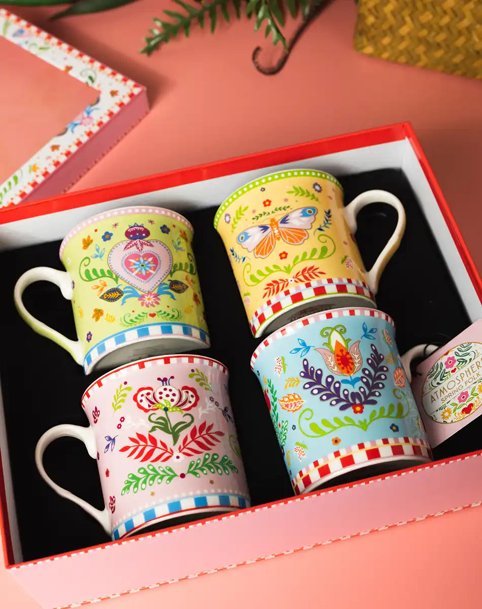 Set of 4 Mugs 300 ml Spring Folk