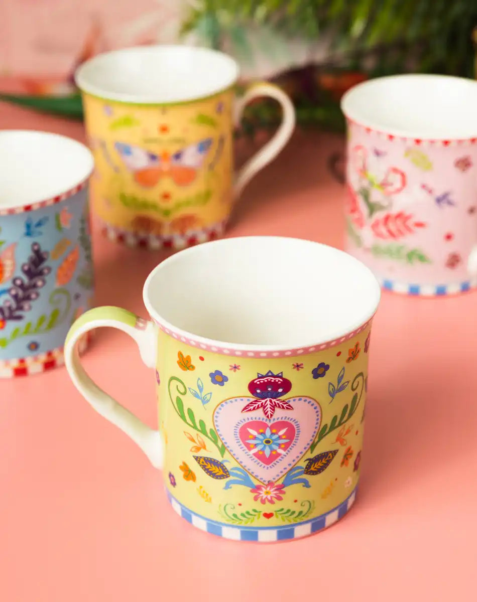 Set of 4 Mugs 300 ml Spring Folk
