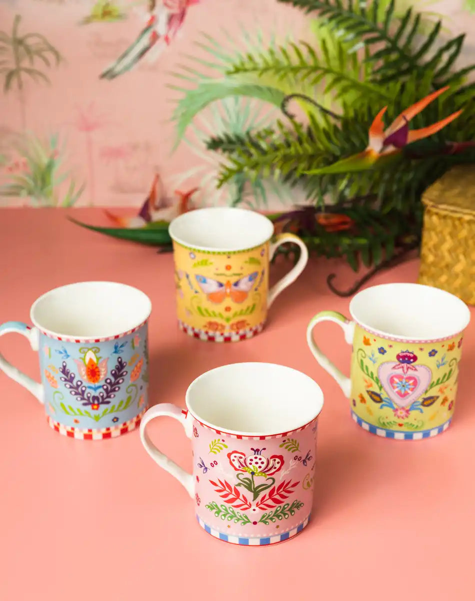 Set of 4 Mugs 300 ml Spring Folk